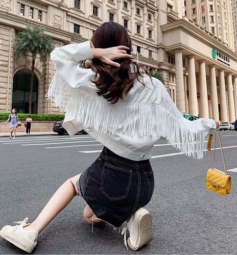 women's spring summer coat fringed jacket short fashion outwear new top - Bild 3 von 15