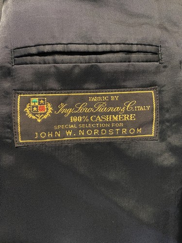 Nordstrom Loro Piana Sport Coat 48L Black 100% Cashmere 2 Button Notch Lapel - Picture 2 of 7