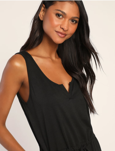 Mono Lulus Belmore Negro Acanalado Sin Mangas Elástico Cordón Cintura Pequeño - Imagen 4 de 6