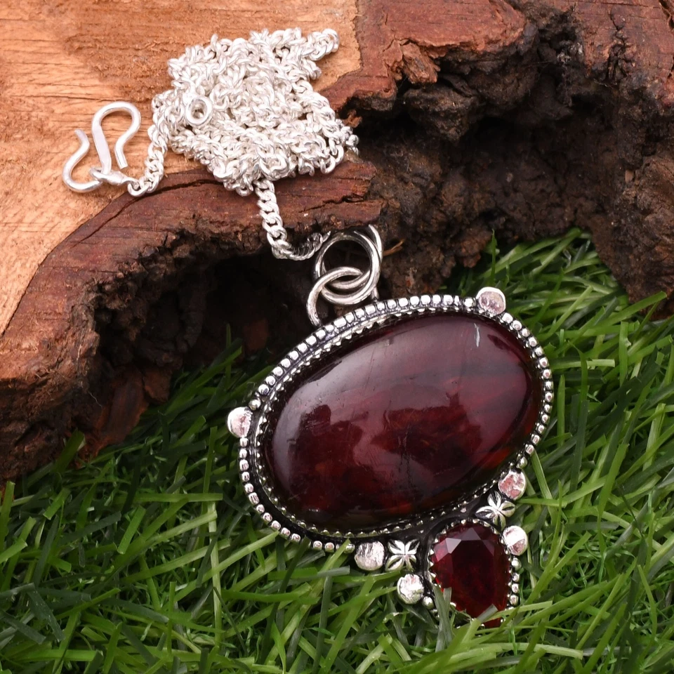 Ciondolo gioiello fatto a mano con pietra preziosa in argento sterling 925 la... - Immagine 3 di 4