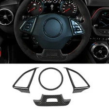 Interior Steering wheel Cover Trim Kit Carbon fiber for Chevrolet Camaro 2017-23