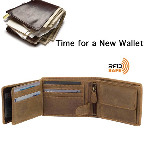 Portafoglio Uomo Pelle Bifold Doppio Flip ID Zip Moneta Protezione RFID by DiLoro - Foto 34 di 34