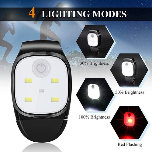 Clip LED Luce di Corsa Notturna USB Ricarica Cappello Lampada Anteriore Esterno Impermeabile - Foto 3 di 9