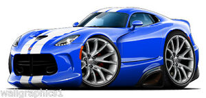 Dodge Viper GTS Cartoon Car Wall Stickers Graphic Poster Decal Cling Garage