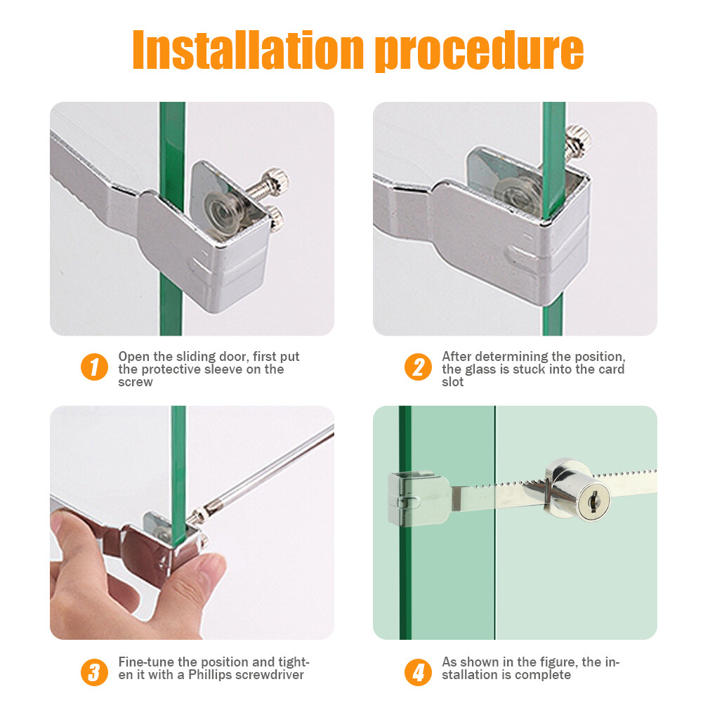 2pcs Modern With 4 Keys Ratchet Sliding Glass Door Lock Display Case No