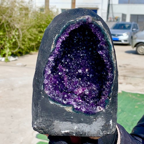 Geoda de amatista natural de 6,36 lb muestra de cristal de racimo de cuarzo curación - Imagen 11 de 19