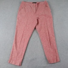 7th Avenue NY & Co Pants Womens 14 Linen Blend Chino Slacks Flat Front Red