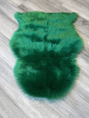 NEW Green Faux Fur Sheepskin Rug Floor Carpet Soft 60cm x 90cm - Picture 16 of 16