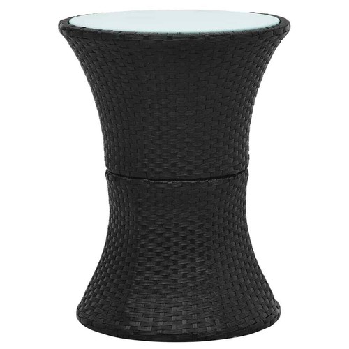 vidaXL Garden Side Table Drum Shape Black Poly Rattan - Picture 2 of 4