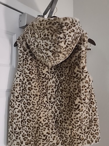 Zara Girl’s Furry Hooded Leopard Vest--size 13/14 #AD134 - Picture 5 of 20