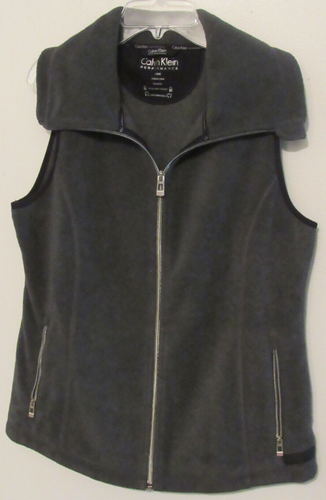 Calvin Klein Performance Fleece Weste Damen Large anthrazit grau Reißverschlusstaschen