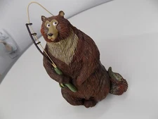 Wilcor Resin tubby Buddy Fishing Bear decorative figurine shelf sitter, New