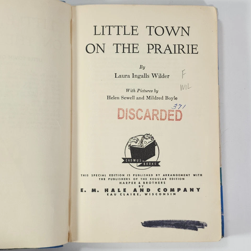 Little Town on the Prairie 1941 Laura Ingalls Wilder Blue Book Ex- Library VTG - Image 3 of 4