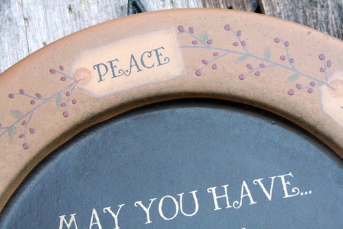 Primitive Wood Plate May You Have Faith Peace Love Barbara Lloyd 11 inch - Picture 2 of 2