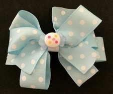 3 Tier Stack Bow Light Blue Polka Dot