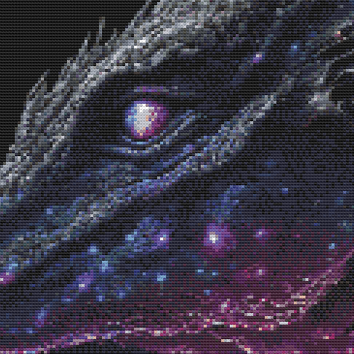 Galaxy Dragon Fantasy Nebula D&D Space Counted Cross Stitch Pattern Chart Grid - Picture 5 of 11