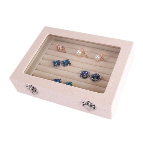 NEW Velvet Ring Earring Jewelry Display Organizer Box Tray Holder Storage Case - Picture 8 of 15