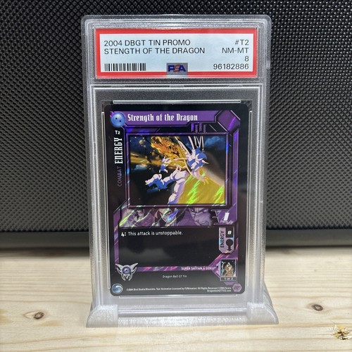 2004 DBGT FORZA DEL DRAGO TIN PROMO PSA 8 DRAGON BALL Z CARTA CLASSIFICATA VINTAGE - Foto 1 di 4