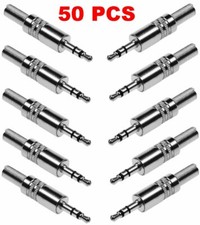 50 Pcs 3.5mm 1/8" Stereo Metal Plug Audio Connector Adapter Solder Type Nickel