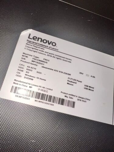 Lenovo Ideacentre AIO 510-23ISH AIO Computer AMD A6-9210 RADEON R4 2400MHZ - Picture 6 of 14