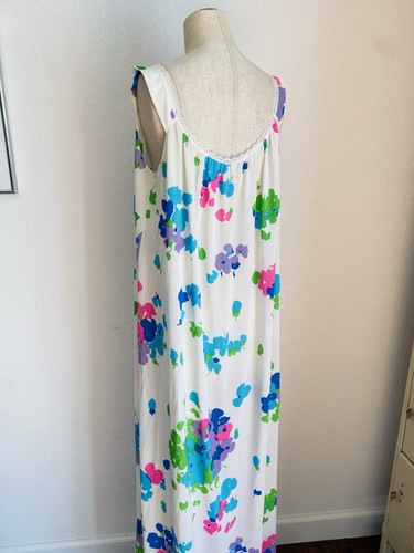 VTG Maxi Floral Nightgown Size XL L 60s 70s Retro Cottage Country Prairie Fairy - Picture 6 of 16