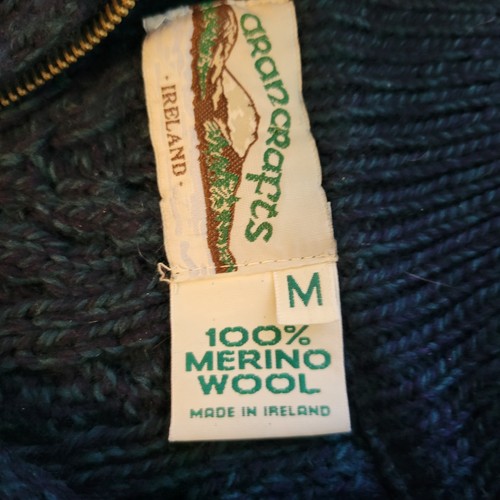 VTG Aran Crafts 100% Merino Wool Chunky Cable Knit 1/4 Zip Sweater Womens Medium - Picture 12 of 12