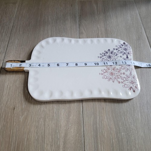 Anthropologie Ceramic Cheese Board Tray Gold Handle Boho Tile Pattern 15 Inch De - Picture 9 of 9