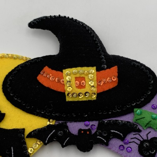"Guirnalda de Halloween Bucilla grande de fieltro hecha a mano bruja lentejuelas cabaña araña nueva 15""" - Imagen 11 de 21