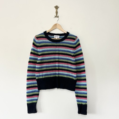 Jersey Brora Lana Mohair Rayas Talla 10 Cuadrado Multicolor Cuello Redondo Tejido - Imagen 1 de 8