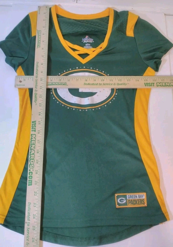 Женская футболка Green Bay Packers размер Small Majestic Fan модная зеленая и желтая  - Изображение 4 из 4