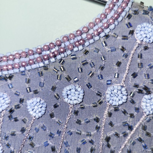 Conjunto Falda y Blusa Adrianna Papell Ocasiones Talla 16W Azul Forrado con Cuentas Corto Sl - Imagen 10 de 17