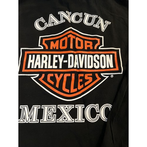 Harley Davidson Mens Xtra Large Cancun Mexico Black Long Sleeve Puffy Letters - Picture 8 of 8