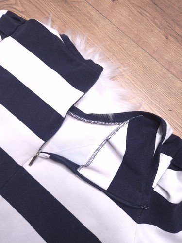 Lauren Ralph Lauren Women's Striped Dress – Size L, Black & White, Stretch Knit - Picture 10 of 13