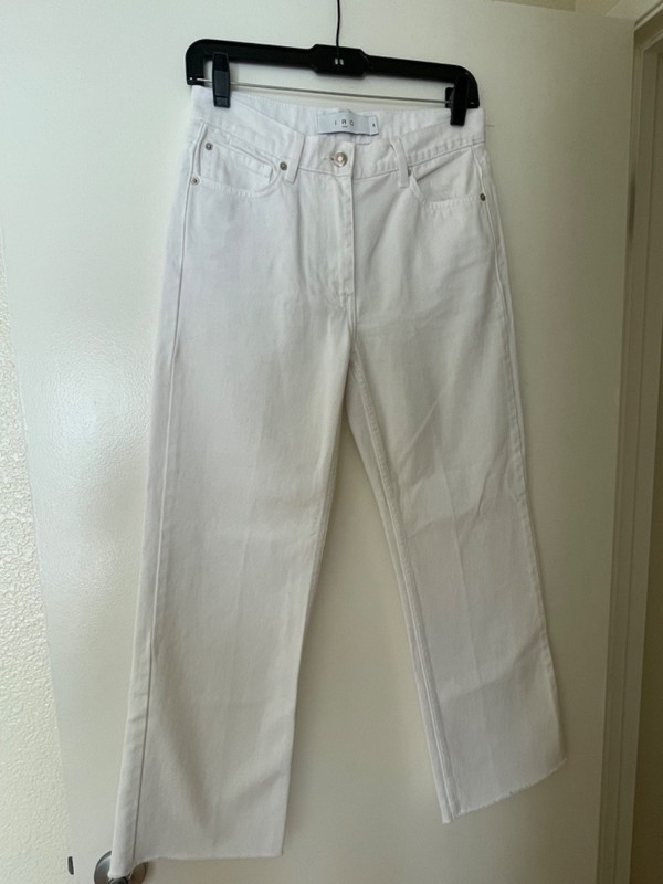IRO Paris Womens Aiden Straight Jeans White Raw Hem High Rise 5-Pocket Size 26