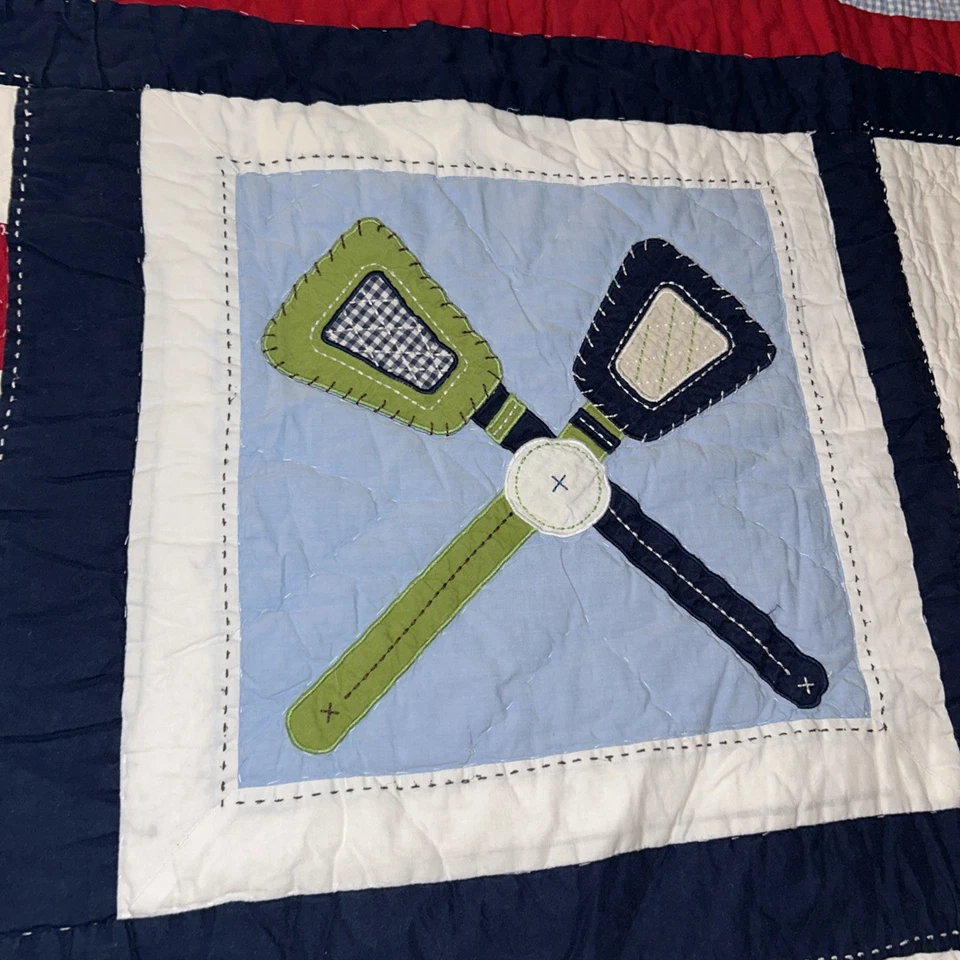 Pottery Barn deporte fútbol fútbol béisbol baloncesto edredón completo y almohada falsa Foto 3 de 4