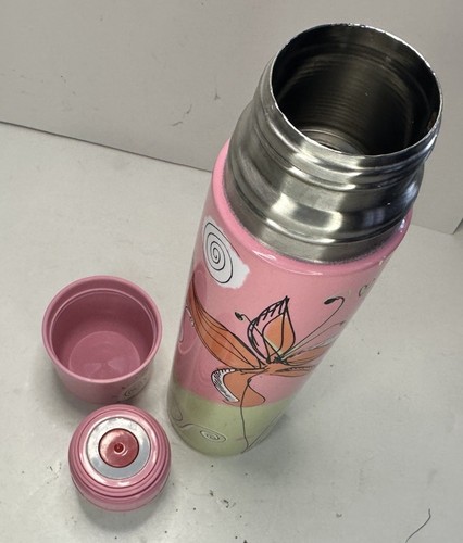 Starbucks 2006 Pink Thermos Designed by Pylones Hearts Flowers.  .5 Litre. EUC - Picture 6 of 9