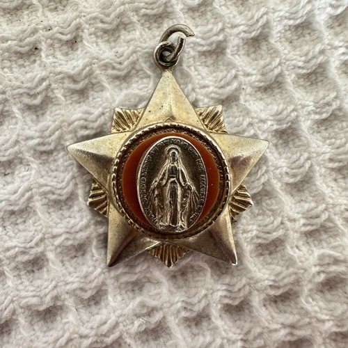 Lot of 9 Silver & Gold Tone Religious Charms Italy Catholic Jewelry Pendant Star - Picture 2 of 14