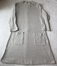 MOTH Gray Knit Sweater Dress Mock Neck Button Pockets Knee Length S