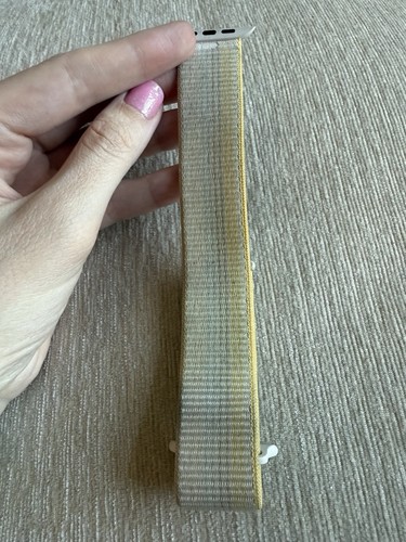 Bracelet Apple Watch Sport Loop 45 mm blanc jaune rayure Starlight - Photo 6 sur 6