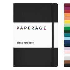 Blank Journal Notebook, Black , 160 Pages, Medium 5.6 in x 8 in - 100 GSM Th...