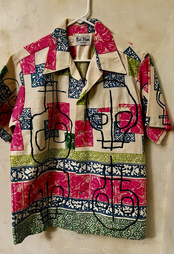 Camisa Hawaiana Rai Nani Con Artista “S” Calaveras Pintadas a Mano Hombres Talla M Algodón Rosa - Imagen 1 de 15