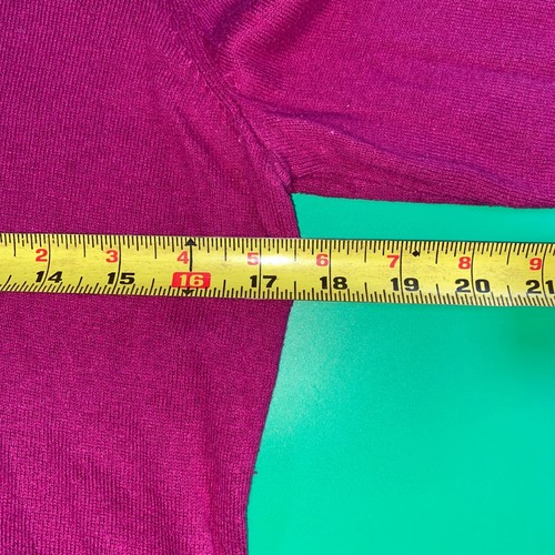 Worthington Women's V Neck Sweater Top MT Magenta Pink Knit Long Sleeve - Picture 3 of 6