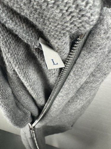 Moncler Full Zip Sweater Style Hoodie Gray Men’s L Logo Arm Patch - Picture 15 of 15