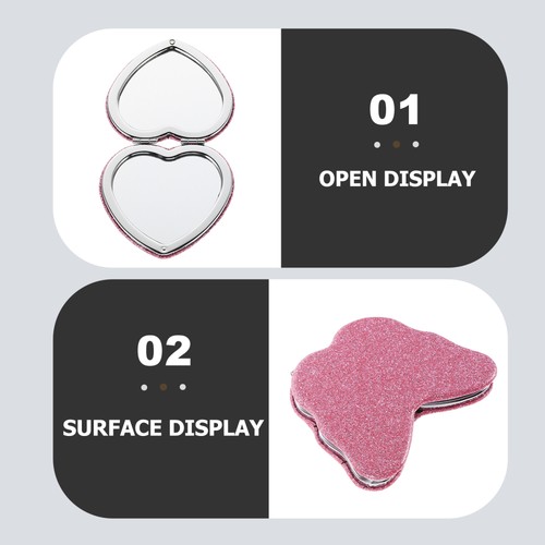  2 Pcs Small Hand Mirror Travel Mini Makeup Kawaii Compact Heart Shaped - Bild 5 von 12