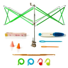 Yarn Swift Skein Winder + Knitting Crochet Accessories Kit Hooks Needles Markers