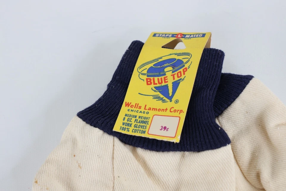 Guantes de Trabajo Deadstock De Colección Años 30 40 Wells Lamont Corp Azul Top 8 OZ Franela EE. UU. Foto 2 de 4