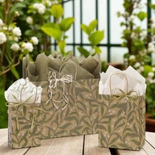 WHITE BERRIES Design Gift Paper Bag Choose Size & Package Amount