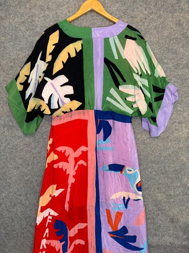 Farm Rio Dress Womens Medium Brasil Bahia Oversized Maxi Tropical Hawaiian Rayon - Picture 10 of 15
