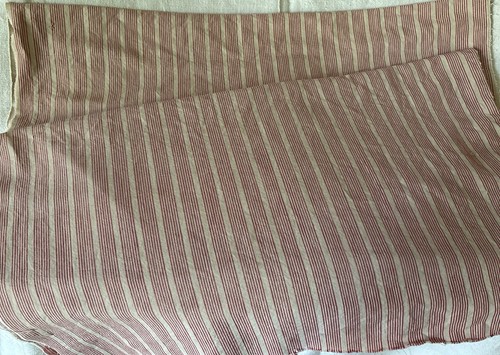 Two Antique French Rustic Primitive Red Stripe Farmhouse Ticking Fabric ~ 22X26 - Picture 6 of 9