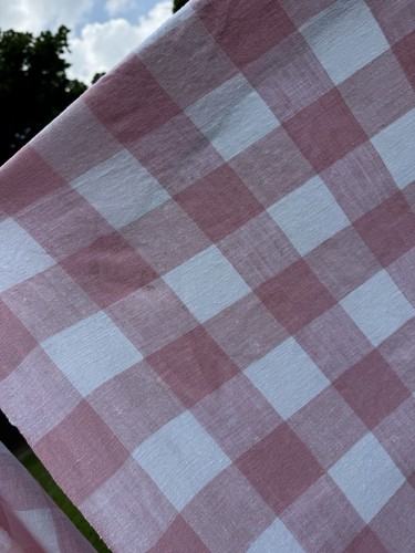 MCM Rosa Weiß Tischdecke Mittagessen Quadratisch Karo Karo Leinen 49" Quadrat Vintage Posten 3 - Bild 5 von 7